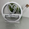 Geldgeschenk Herz mit Reagenzglas – personalisiert – Taufe, Kommunion & Firmung