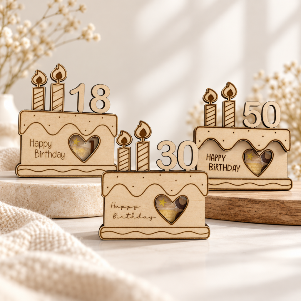 Geldgeschenk Geburtstag Holz – Holztorte mit Wunschalter