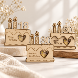 Übersichtsfoto Geldgeschenk Geburtstag Holz – Holztorte mit Wunschalter